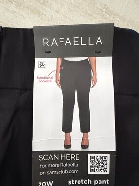Rafaella Black Stretch Pull-On Pants with Functional front Pockets. 20W